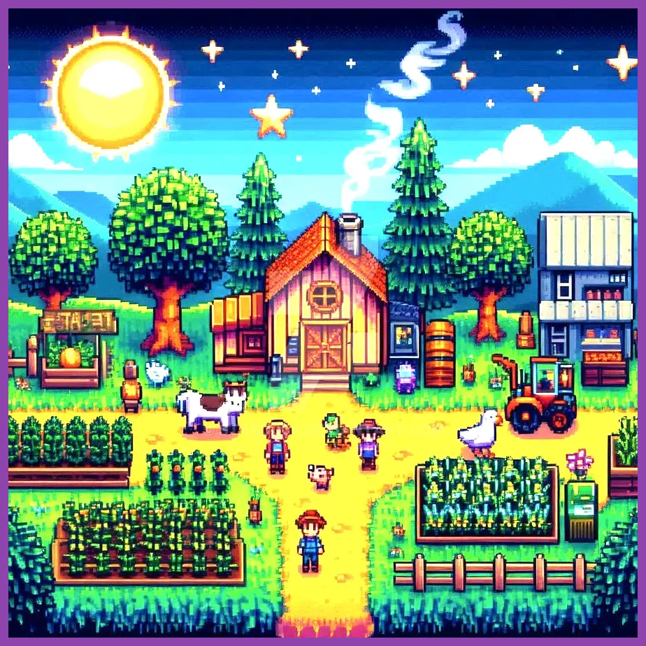 Stardew Valley pixel art landscape showcasing low system demands
