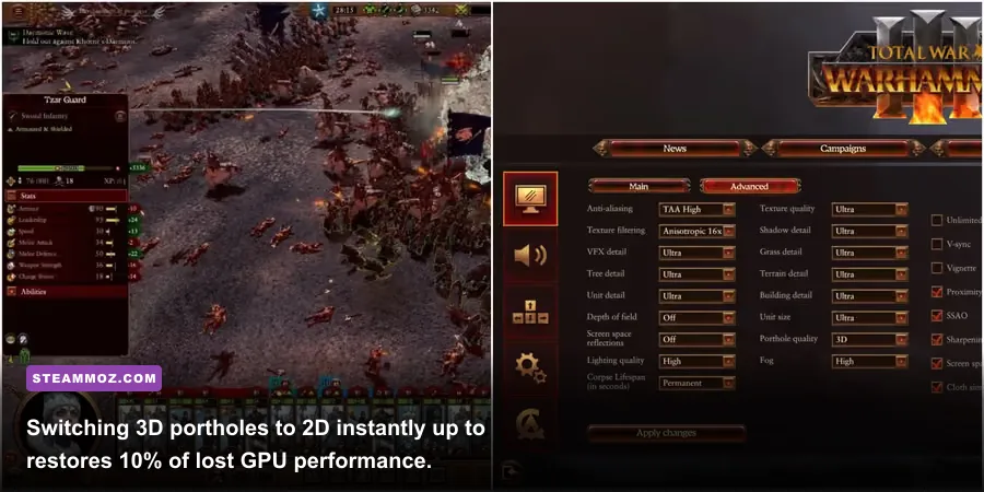 Character portrait UI porthole in Total War Warhammer 3