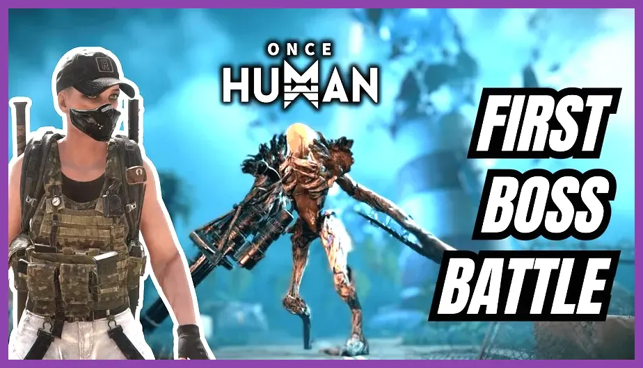 Player engaging in a intense boss fight against the Foul Shadowhunter Monolith boss in Once Human.