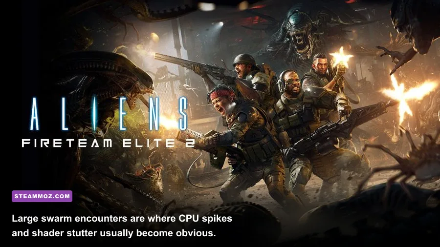 Aliens Fireteam Elite marines fighting a xenomorph horde inside the Katanga