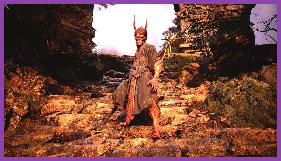 Yaksha King armor set in Black Myth Wukong with glowing red trim