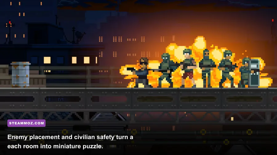 Door Kickers Action Squad firefight against enemies inside a building