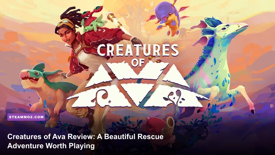 Creatures of Ava gameplay showing Vic exploring Ava with a creature nearby