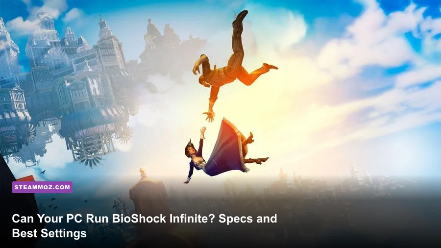 Booker DeWitt and Elizabeth overlooking Columbia in BioShock Infinite