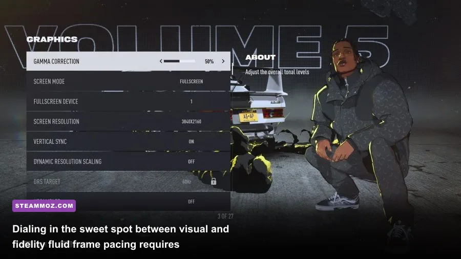 Need for Speed Unbound graphics options menu highlighting DLSS FSR and dynamic resolution