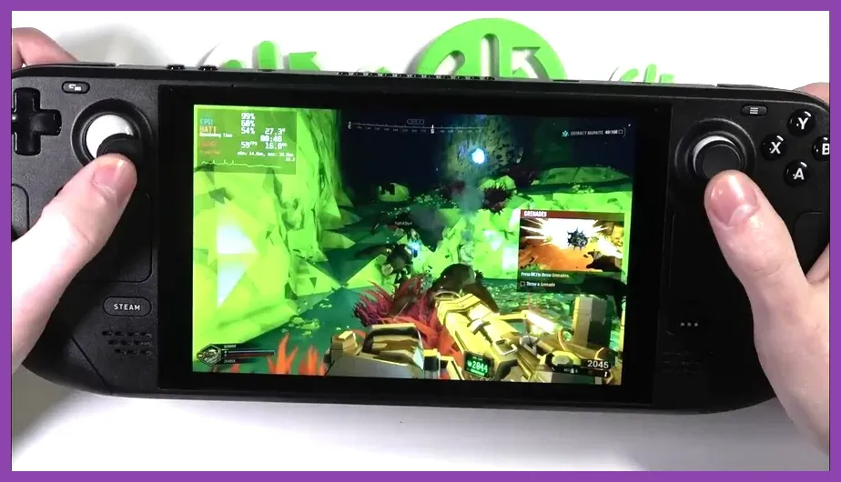 Deep Rock Galactic Driller class in co-op mission on Steam Deck