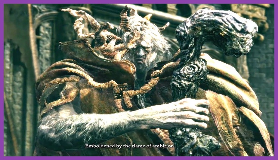 Margit the Fell Omen swinging his glowing yellow hammer at the player in Elden Ring