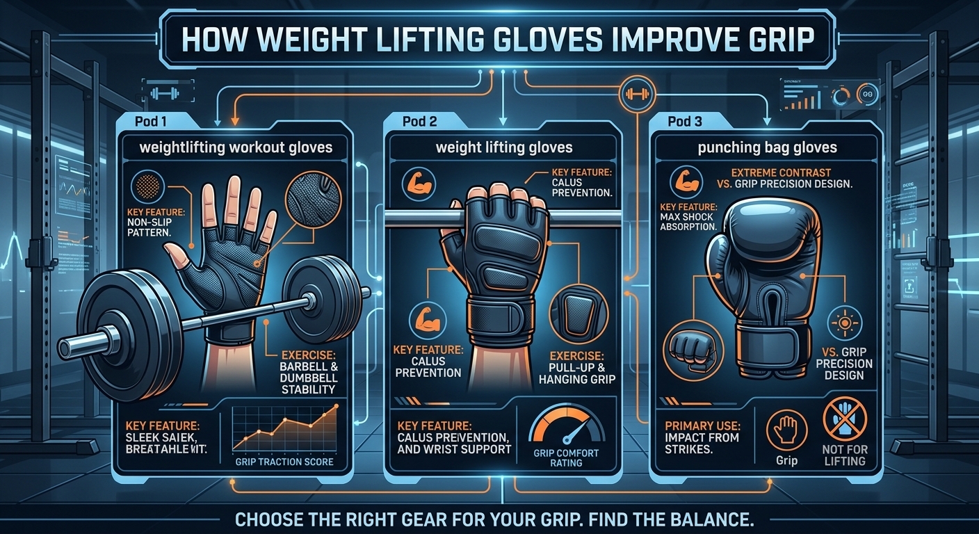 Weight lifting gloves supporting grip during gym exercises
