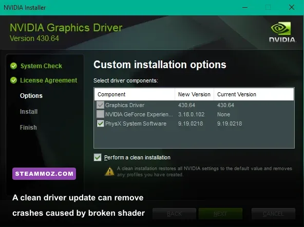 Windows PC displaying GPU driver settings while preparing to run Bottle Pilgrim