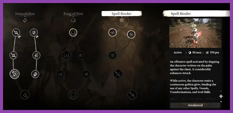 Spellbinder spell configuration in Black Myth Wukong