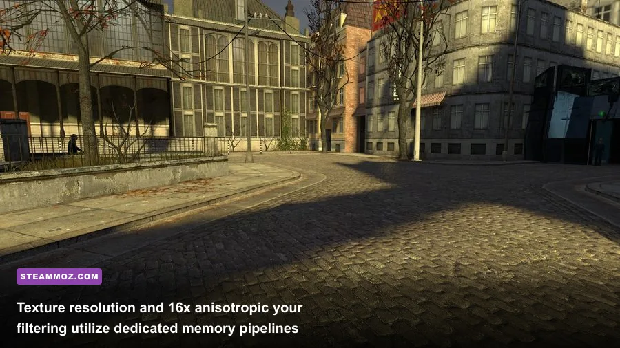 Detailed terrain surface showing 16x anisotropic filtering sharpness at an oblique camera angle