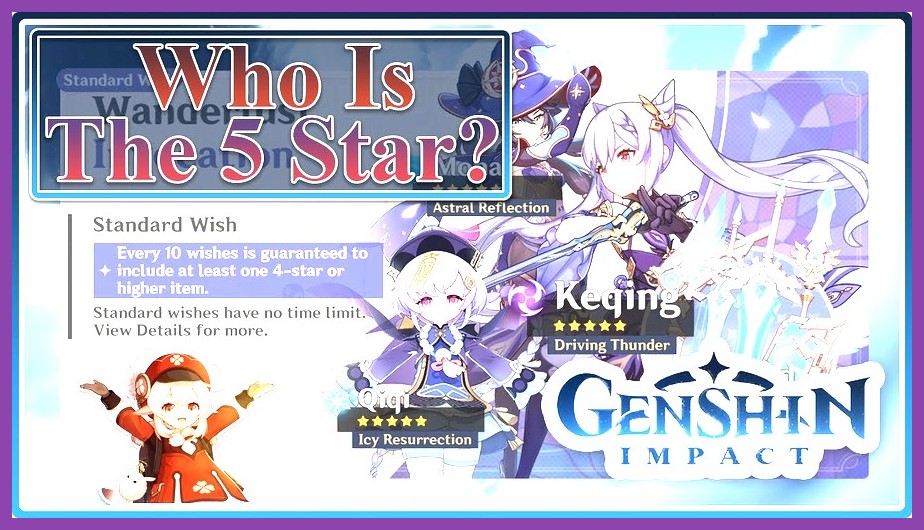 Genshin Impact wish banner animation with golden light showing 5-star pull reward
