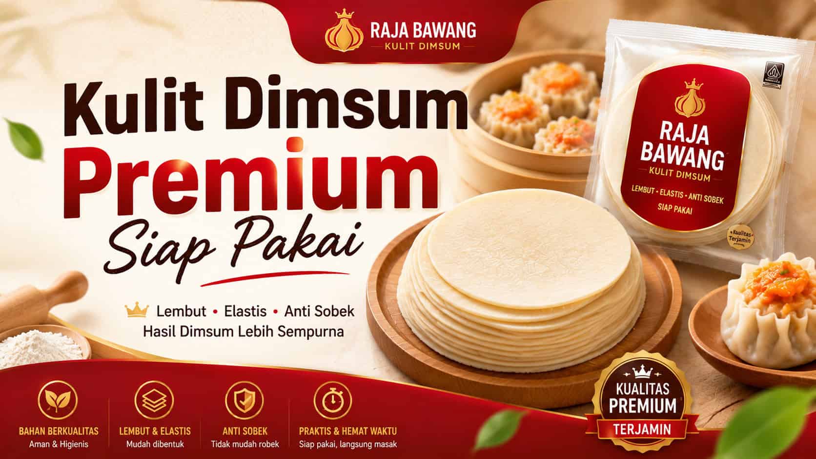 Kulit Dimsum Premium Siap Pakai Raja Bawang