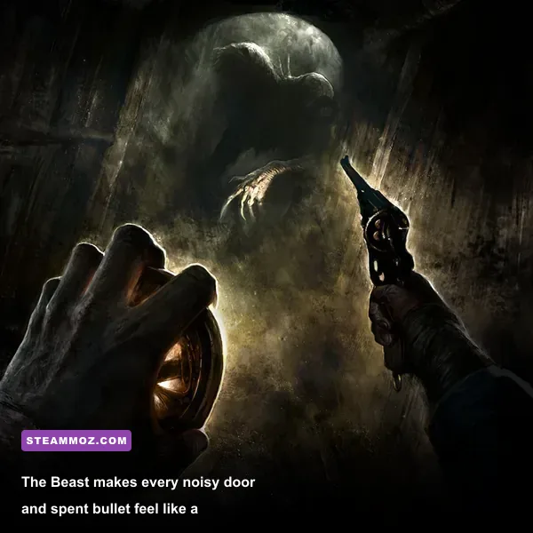 Amnesia The Bunker screenshot showing a dark World War I bunker corridor and monster threat