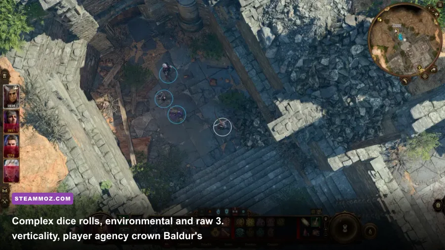Honour Mode encounter in Baldurs Gate 3 with detailed turn-based UI