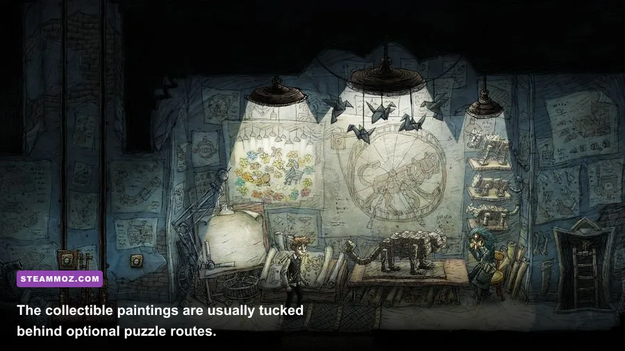 A hidden collectible painting inside a secret room in Creaks