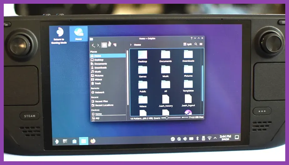Steam Deck OLED in Desktop Mode managing game files