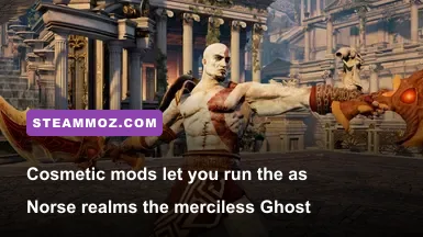 Classic young Kratos skin mod with clean-shaven beard in God of War PC