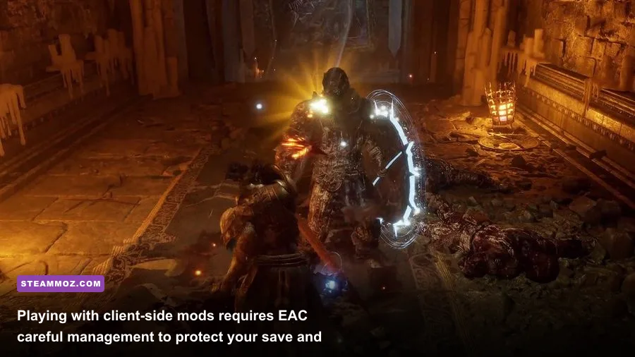 Two players standing near a Vestige checkpoint preparing for co-op exploration in Lords of the Fallen