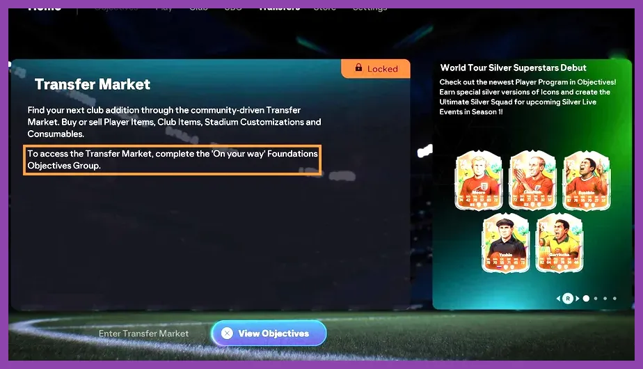 FC Mobile 26 transfer market trading screen