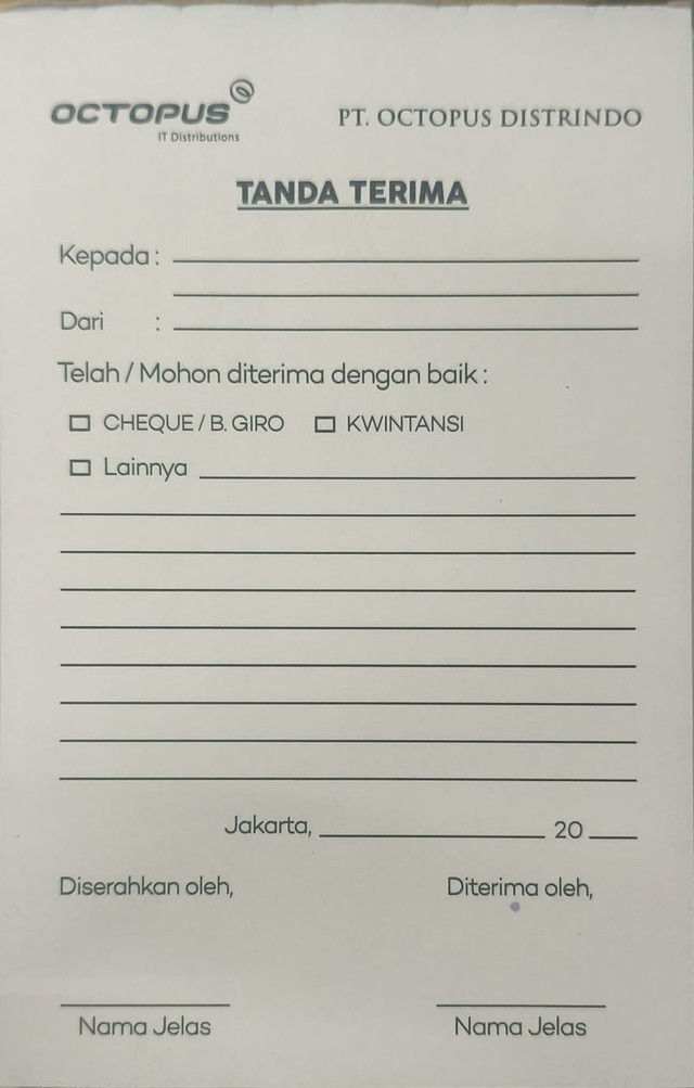 Tanda Terima OCTOPUS DISTRINDO