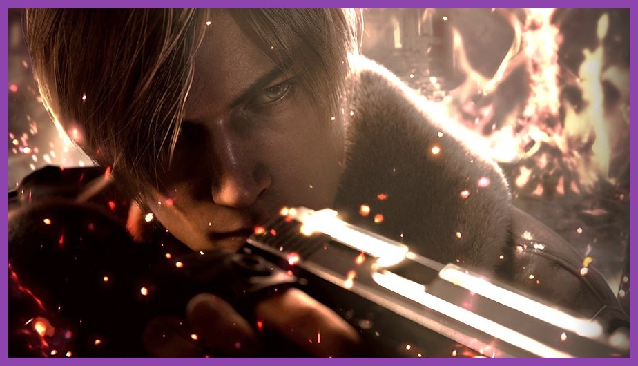 Leon Kennedy taking aim at Ganados in Resident Evil 4 Remake