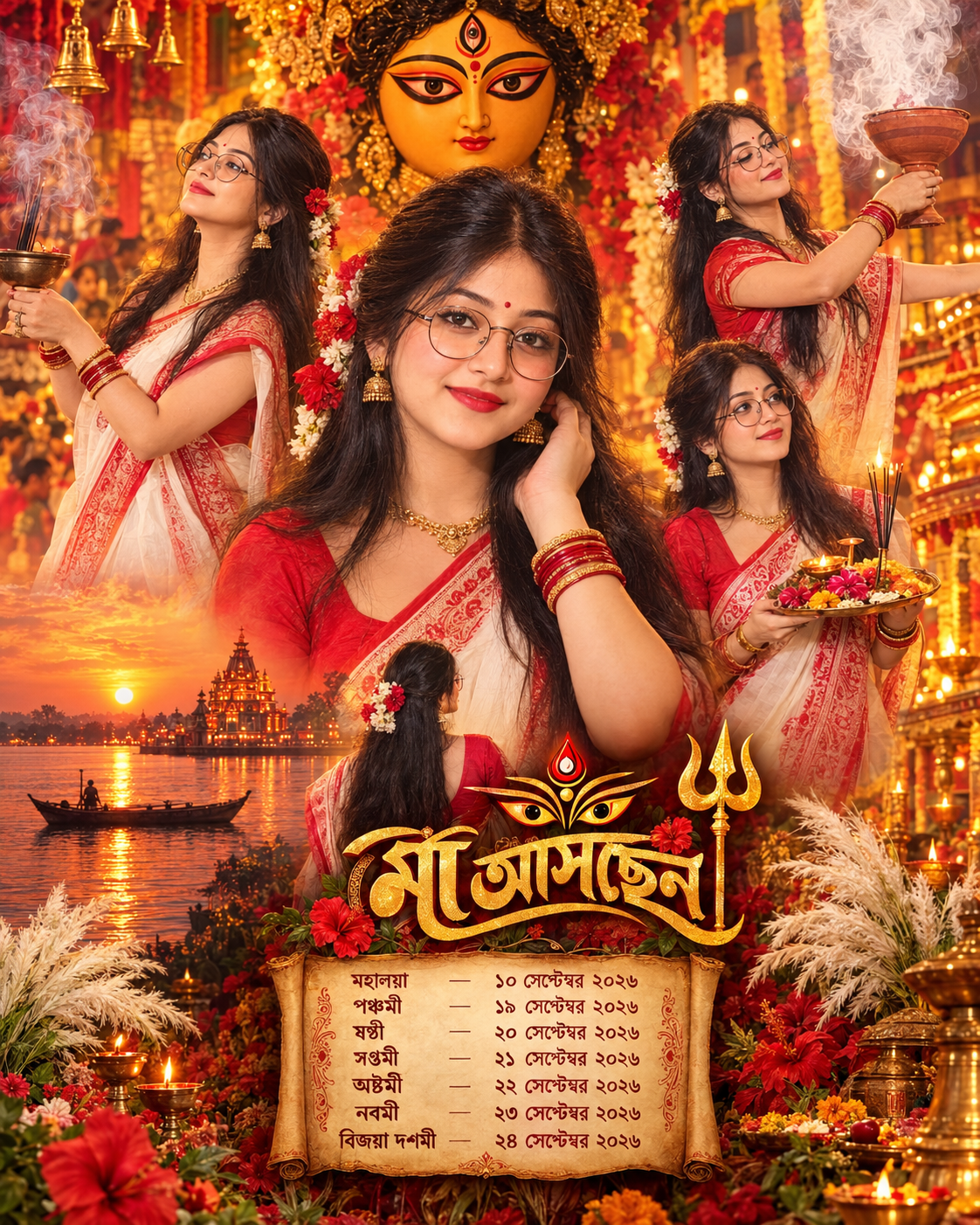 Durga Puja 2026 Girls AI Photo Prompt