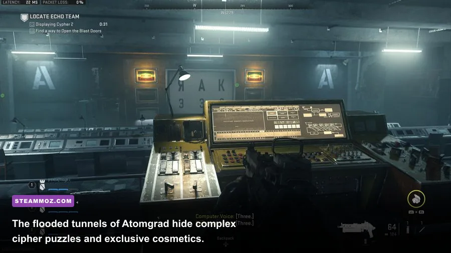Submerged cipher room inside Atomgrad Raid Episode 1 in Modern Warfare 2