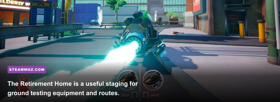 Just Die Already Retirement Home area with weapon pickups and interactive objects