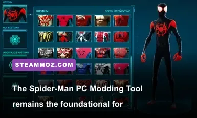 Spider-Man PC Modding Tool UI and file management setup on Windows desktop