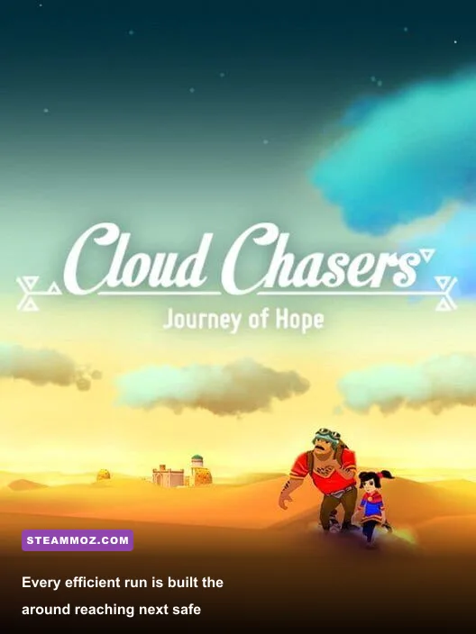 Floating city visible beyond the desert in Cloud Chasers Journey of Hope