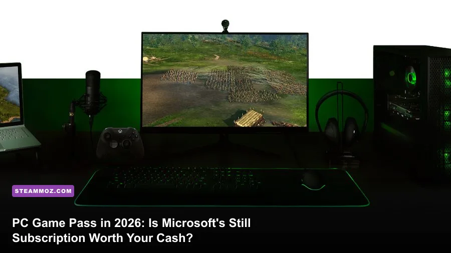 PC Game Pass desktop app on an ultrawide gaming monitor