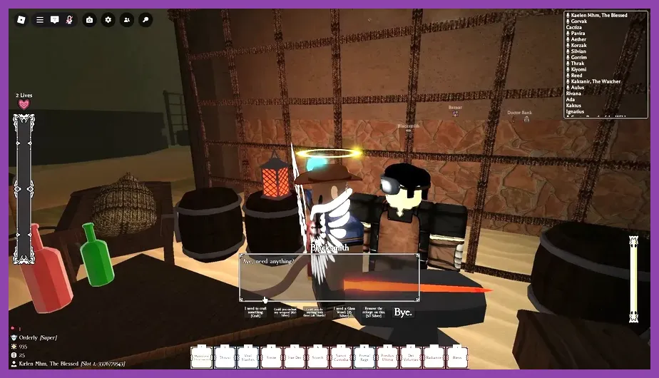 Roblox Blacksmith crafting interface showing weapon upgrade requirements