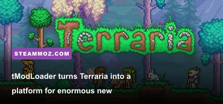 Terraria gameplay featuring tModLoader and a large modded boss encounter