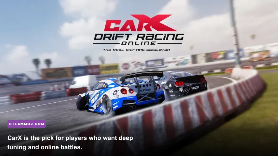 CarX Drift Racing Online car tuning garage with drift setup options