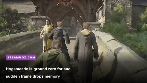 Hogsmeade village crowded with NPCs in Hogwarts Legacy