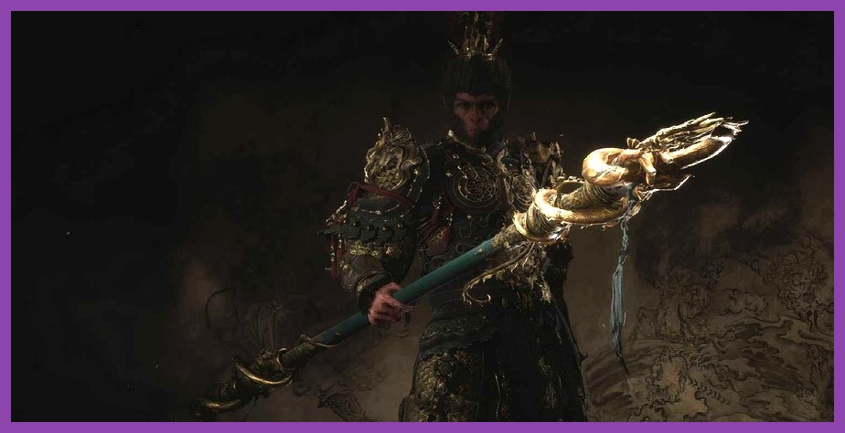 Close‑up render of the Celestial Staff of the Monkey King glowing with ethereal energy