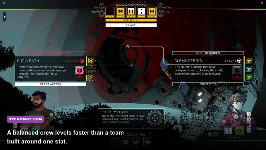 Citizen Sleeper 2 crew management and character skill screen