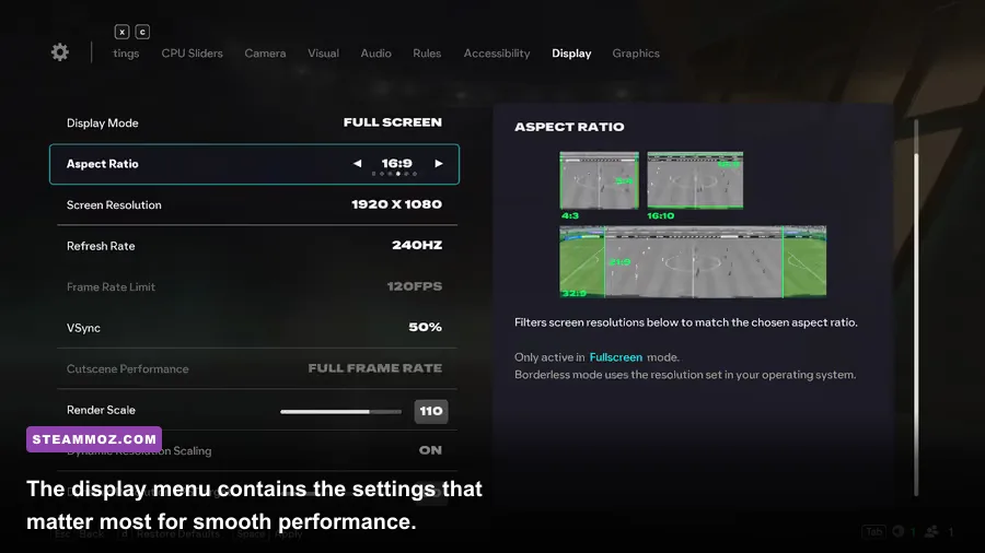 Freshly Frosted PC graphics settings menu with resolution and VSync options