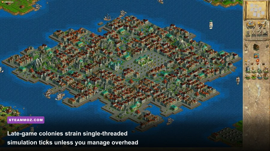 Massive late game Anno 1602 colony with cathedral and aristocrat estates