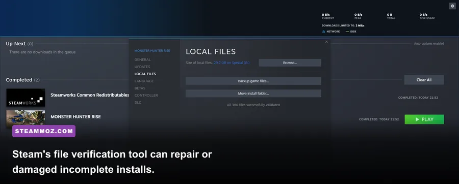 Steam verify integrity of game files option for Starship Troopers Extermination