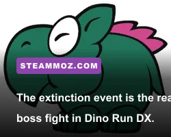 Dino Run DX gameplay showing dinosaurs escaping lava and falling debris