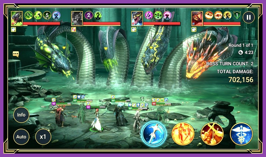 Players fighting the multi-headed Hydra boss in Raid Shadow Legends