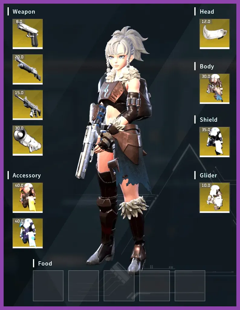 Palworld player inventory with Legendary Rocket Launcher and Cold Resistant Pal Metal Armor.