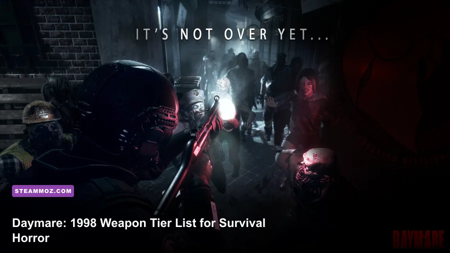 Daymare 1998 survivor aiming a weapon inside a dark facility