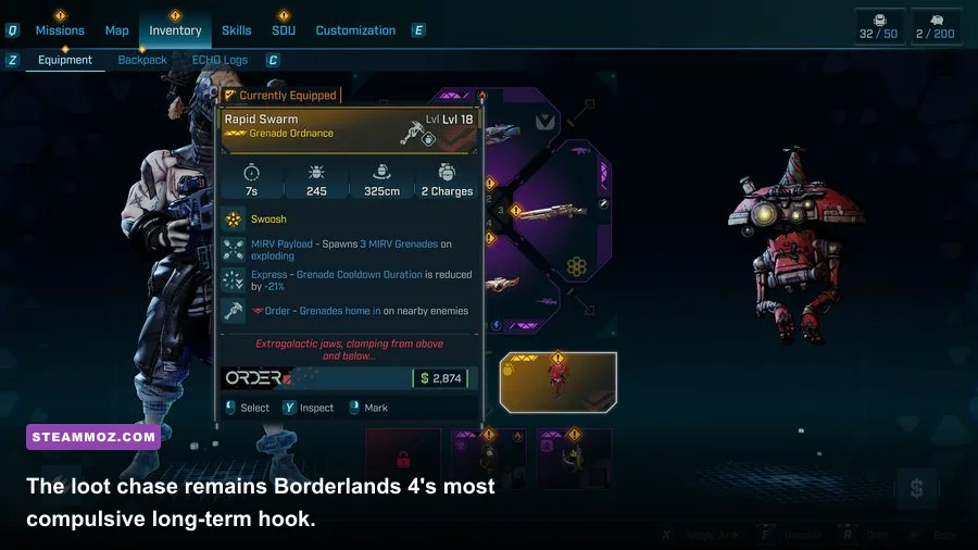 Borderlands 4 legendary loot and randomized weapons after a boss fight