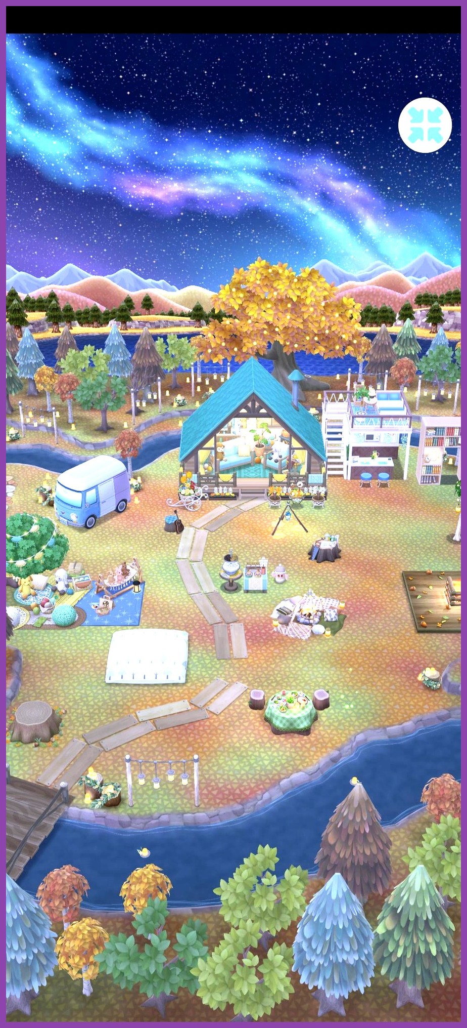 Animal Crossing Pocket Camp iOS showing customized campsite