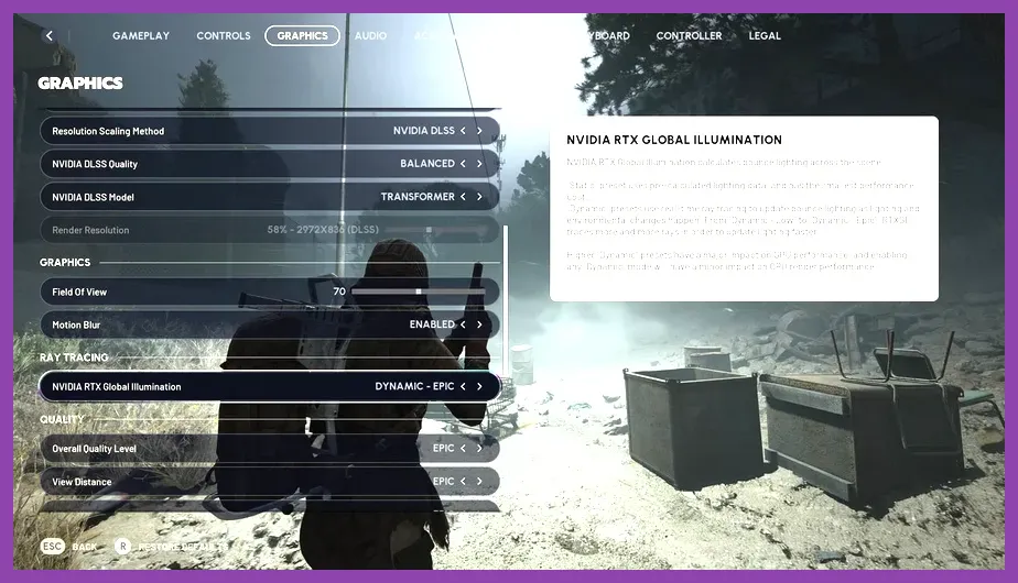 In-game graphics settings menu of ARC Raiders with sliders