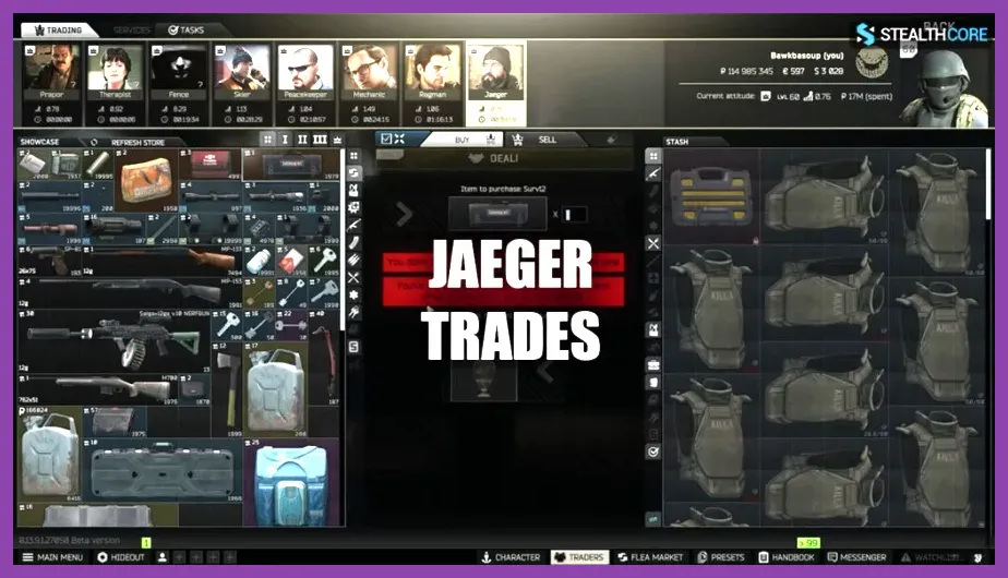 Trader task menu interface in Escape From Tarkov