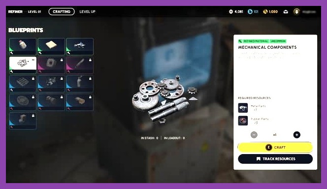 Arc Raiders crafting menu showing modular components